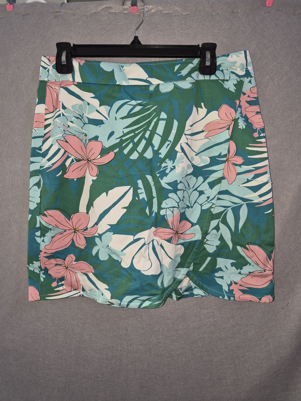 Boston Proper Tropical Floral Mini Skort - Green & Pink Size 12